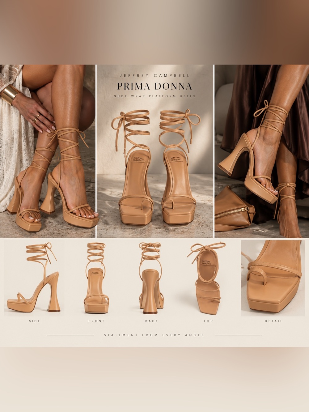 NEW JEFFREY CAMPBELL Prima Donna Nude Wrap Platform Heels